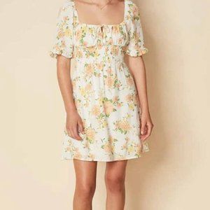 FAITHFULL THE BRAND Lecco Mini Dress In Velma Floral Print Peach